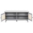 thumbnail image 4 of 43" Shoe Storage Bench with Cushion, 2-Tier Wood Bench with Adjustable Shelves and 2 Rattan Doors, Rustic Shoe Organizer Cabinet for Entryway, Hallway, 4 of 9