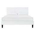thumbnail image 6 of Platform Bed Frame, Full Size, White, Velvet, Modern Contemporary, Bedroom Master Guest Suite Room, 6 of 10