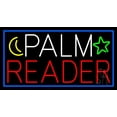 thumbnail image 1 of Palm Reader With Blue Border LED Neon Sign 20" Tall x 37" Wide - inches Black Square Cut Acrylic Backing, with Dimmer - Bright and Premium built indoor LED Neon Sign for Storefront., 1 of 7