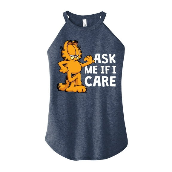 Garfield - Ask Me If I Care - Juniors High Neck Tank Top