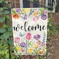 thumbnail image 2 of AMHNF Welcome Spring Floral Linen Garden Flag 12x18 inch Double-Sided, Spring Summer Tulip Flowers Welcome Small Flag for Home Outdoor Garden Porch Decoration, 2 of 5