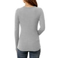 thumbnail image 7 of Anygrew Women Long Sleeve Top Casual Basic Slim Knit Ribbed T Shirt, 7 of 7
