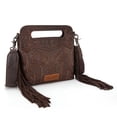thumbnail image 4 of Wrangler Top Handle Bag for Women Embroidered Fringe Western Crossbody Purse, Coffee, 4 of 7