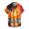 thumbnail image 4 of Women's Fashion Dressy Casual Tops Button Down Collared Hawaii Shirts for Travel Short Sleeve Loose Fit Flowy Tunic Tops Vintage Sunset Print Blouse for Beach Summer Clothes Orange T Shirts L, 4 of 4