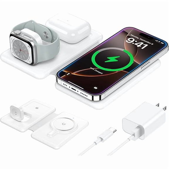 Saluqifa Wireless Charger for iPhone-3 in 1 Charging Station for Apple Multiple Devices, Travel Charger for iPhone 16 15 14 13 12 pro max & AirPods 4/3/Pro & Apple Watch