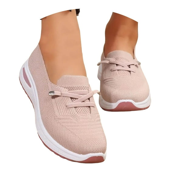 Chenyee Wedge Knitted Shoes for Women Breathable Slip On Sneakers Comfortable Non Slip Dress Shoes
