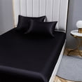 thumbnail image 3 of ANMINY Satin Fitted Sheet Twin Size 14 Inch Deep Pocket Bed Sheet Silk Sheet Ultra Soft Machine Washable, Black, 3 of 7