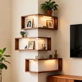thumbnail image 3 of Estante Esquinero De Pared Con Luz, Estantes Esquineros Inteligentes Iluminados Que Dan Vida A Tu Espacio, Estantería Flotante Color Madera, Almacenamiento Ahorra Espacio Para Coleccionables 2pcs, 3 of 7