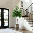 thumbnail image 6 of Artificial Fiddle Leaf Fig Tree 6FT(72in) Tall Faux Silk Ficus Trees for Home Office Living Room Decor Indoor Fake Potted Tree with Natural Dry Grass and Lifelike Ficus Leaf, 6 of 8