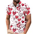 thumbnail image 2 of Valentine's Day Gift for Him Love Printed Casual Short Sleeved Lapel Button Shirt,Casual Valentine T-Shirt for Men Multicolor S, 2 of 5