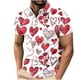 thumbnail image 1 of Camisa Casual Impresa Del Día de San Valentín de los Hombres, Manga Corta Top Del Botón de la Solapa para el Aire Libre Y el Ocio, Suéter de Tela de Malla Ligera, 1 of 9