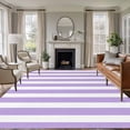 thumbnail image 2 of Purple Striped Large Area Rugs for Bedroom Living Room, Soft Non Slip Carpet Bedside Rug, Modern Farmhouse Purple White Stripes Rectangular Floor Cover Kitchen Accent Rug 6'x9' for Dining Room/Office, 2 of 9