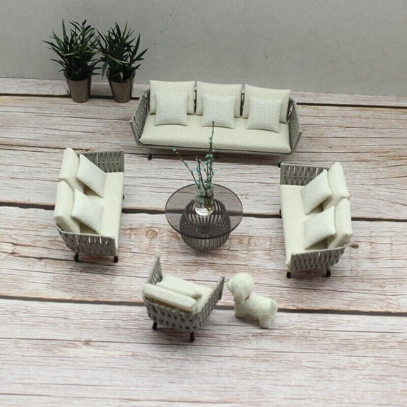 1:15 Scale Dollhouse Miniature Living Room Furniture Vine Chair Sofa Table Set