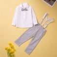 thumbnail image 2 of Splozh Toddler Boy Suits Fashion, Dress Shirt with Bowtie Pants Gentleman Wedding Outfits,White,9-12 Months, 2 of 9