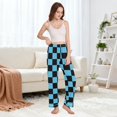 thumbnail image 5 of Dailycode Women's Pajama Pants Wide Leg Lounge Pj Bottoms With Pockets Black Blue Checked, 5 of 7