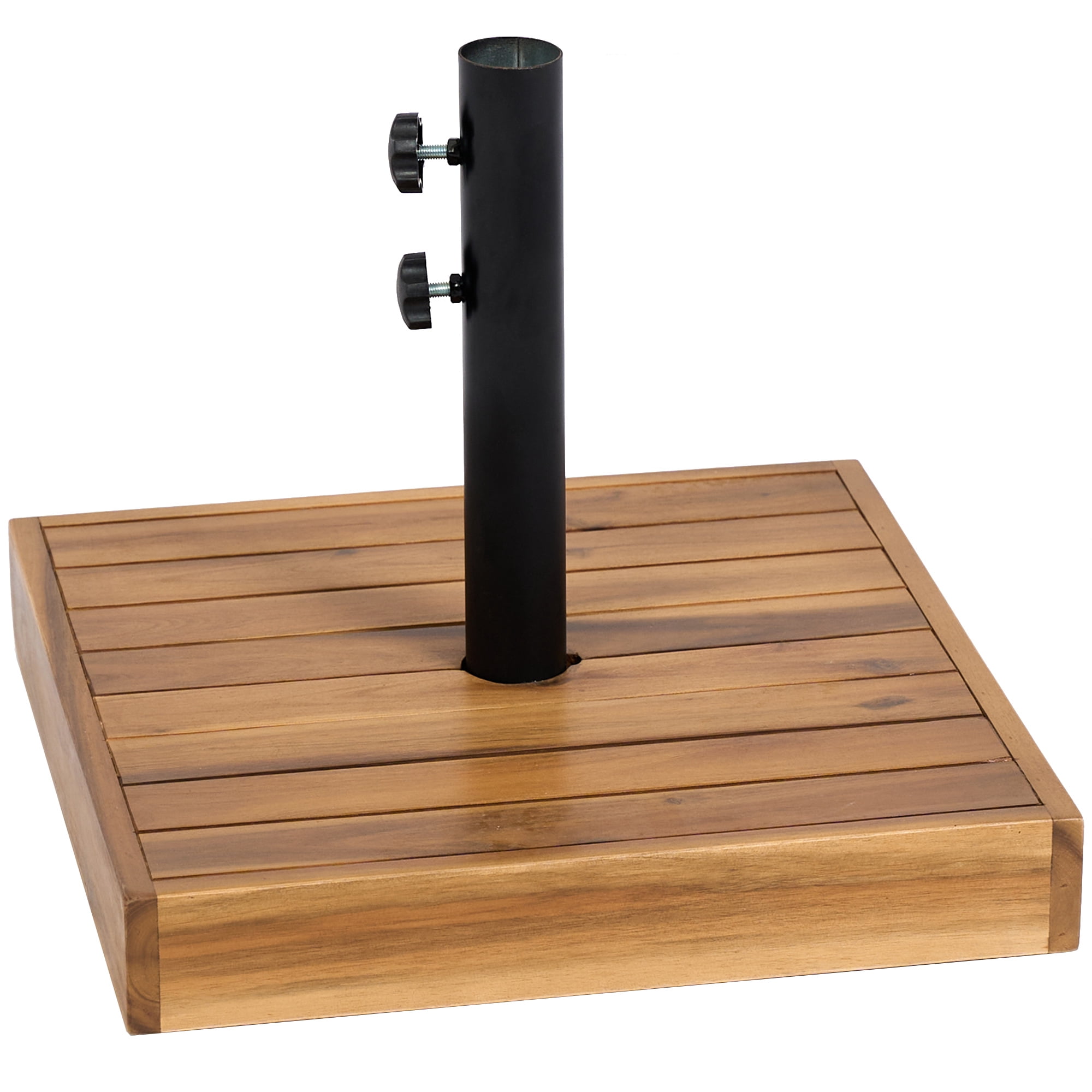 Outsunny Patio Umbrella Base, 42 lbs Concrete Heavy Duty Umbrella Base for 1.25"/1.5" Poles, Teak
