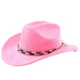 thumbnail image 4 of Zijinkuiwen Unisex Suede Cowboy Hat with Beaded Woven Band Decor Wide Brim for Western Themed Party Cosplay Country Music Festival Gathering,Light Pink,One Size, 4 of 4