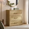 thumbnail image 2 of IFMUST Modern Nightstand, 18" Arched Panel 3 Drawers Wood Side Table with Charging Station, Wood Square Bedside End Table for Bedroom Living Room, Natural Oak, 2 of 6