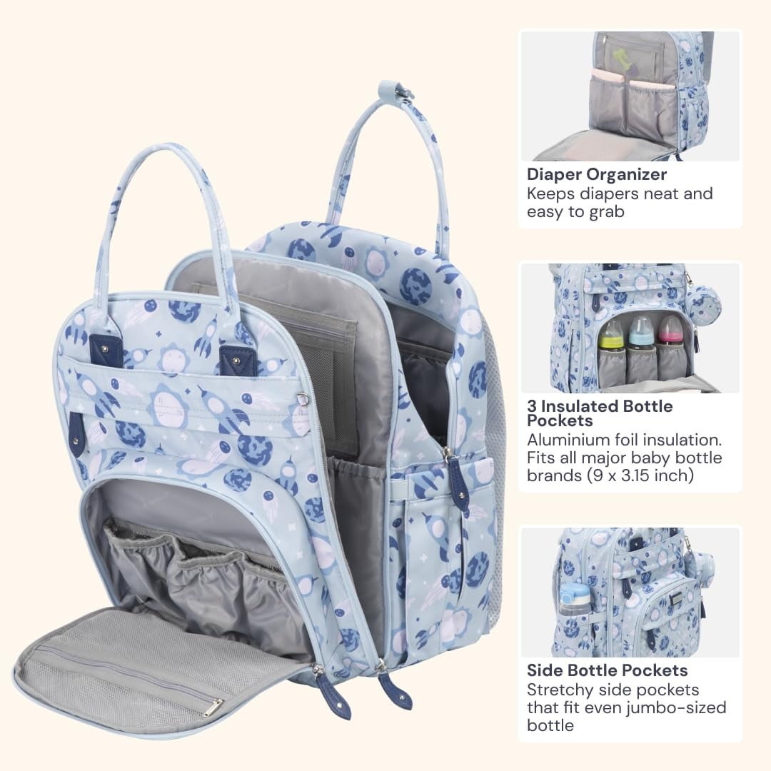 BabbleRoo Diaper Bag Backpack, Multifunction Original Baby Diaper Bag with Insulated Pockets, Cosmo