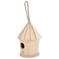 thumbnail image 3 of Bird , Nesting Area Wooden Birdhouse Round Shape Bird  Decoration Creative Hemp Rope Hanging  For Outdoor Garden, 3 of 8