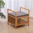 thumbnail image 5 of Proman Products SH17236 Cambridge Bamboo Square Storage Shoe bench, Natural, 19.5" W x 19.5" D x 21.5" H, 5 of 8
