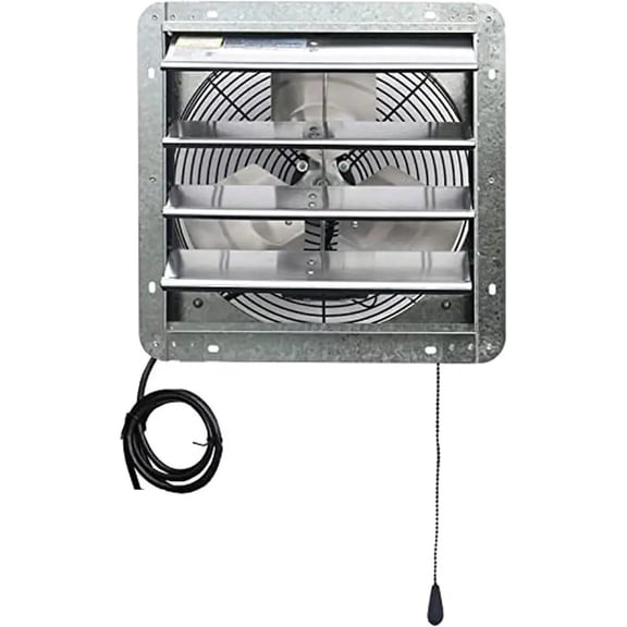14" Wall Mounted Shutter Exhaust Fan With Thermostat Control 3 Speeds Home Attic Garage Ventilation 850 CFM Weather Resistant