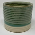 thumbnail image 1 of Set of 6 Green With Ivory Base Ripple Reactive Glaze Ceramic Planter, 1 of 1