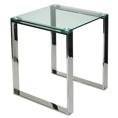 Cortesi Home Remi Contemporary Square Glass End Table with Chrome Finish