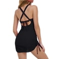 thumbnail image 4 of Duoif Womens Swimsuits Swim Dress with Tummy Control Mesh Sarong Bathing Suit for Women Black L, 4 of 5