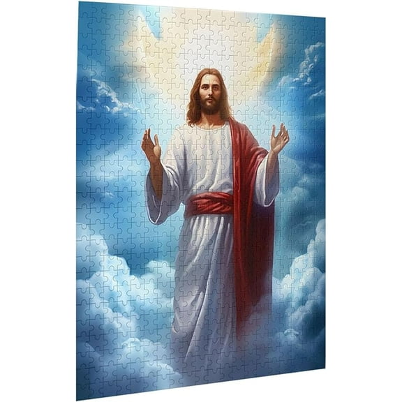 Jigsaw Puzzles 500 Pieces for Adults Jesus in The Sky Formation Wooden Toys Entertainment Props for Friend Home Decoration Wall Art Gift