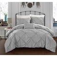 thumbnail image 1 of Chic Home Daya 4 Piece Duvet Cover Set Ruffled Pinch Pleat Design Embellished Zipper Closure Bedding, Queen, Silver, 1 of 5