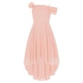 thumbnail image 3 of YiZYiF Kid Girl Off Shoulder Flower Girls Dress High Low Hem Wedding Birthday Party Dress Evening Orange Pink 12, 3 of 5