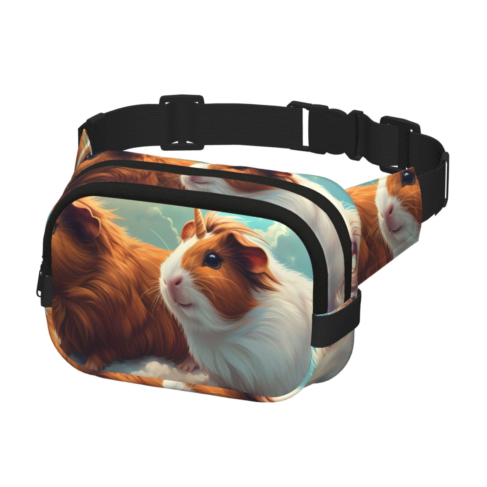 Picia Cloud Guinea Pig Print Square Double-Layer Waist Bag Mini Adjustable Waist Belt Bag Exercise Running Travel Hiking
