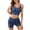 Dark Blue, variant on Guluxicc 2 Piece Women's Lounge Sets U Neck Spaghetti Strap Cami Top Lace Trim Button Ribbed Knit Shorts Casual Pajama Sets