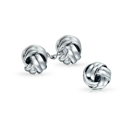 Love Knot Mens Chain Cufflinks Woven Braided Double Sided High Polish Twist Sterling Silver