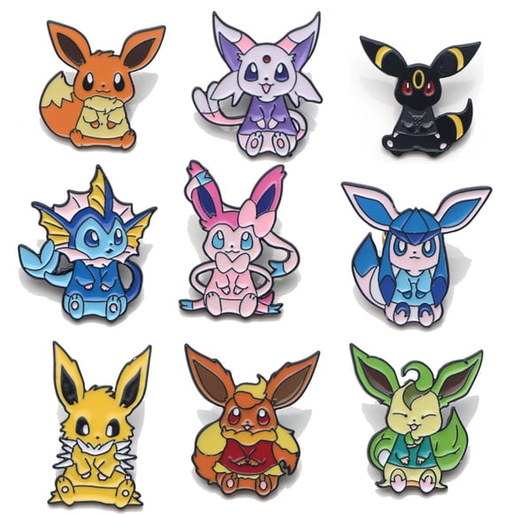 9Pcs/Set Pokemon Eeveelution Cute Brooches Bag Lapel Pin Cartoon Badge Backpack Clothes Decoration Jewelry Accessories Kids Gift