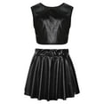 thumbnail image 2 of YEAHDOR Kids Girls Shiny Metallic 2Pcs Dance Suit Cropped Tank Top with A-Line Pleated Skirt Dance Set Performance Costume, 2 of 7