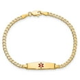 thumbnail image 4 of 14k Yellow Gold Bracelet Medical Curb 5.5 mm 6 in Soft Diamond Shape Red Enamel ID, 4 of 4