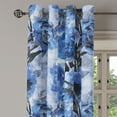 thumbnail image 3 of Ambesonne Floral Grommet Curtain, Retro Cold Tones Peony Print, 50"x84", Azure Blue and Dark Grey, 3 of 5