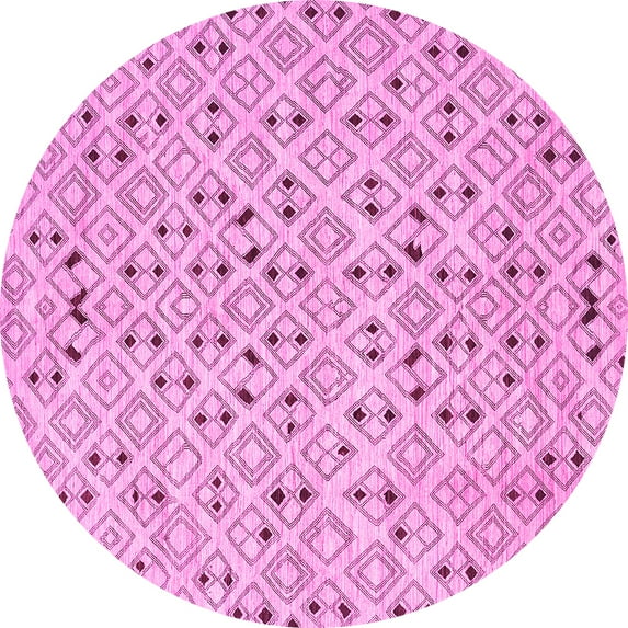 Ahgly Company Indoor Round Abstract Pink Contemporary Area Rugs, 3' Round