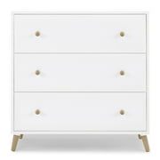 Delta Children Essex 3 Drawer Dresser with Interlocking Drawers - Greenguard Gold Certified, Bianca White/Natural