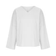 thumbnail image 4 of JINMGG Fall Long Sleeve Shirts for Women, Womens Summer Fall Tops 2024 Womens Spring and Summer V-Neck Long Sleeve Solid Loose Casual Cotton, 4 of 5