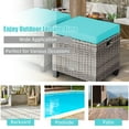thumbnail image 6 of Costway 2PCS Patio Rattan Cushioned Ottoman Seat  Foot Rest TableTurquoise, 6 of 10