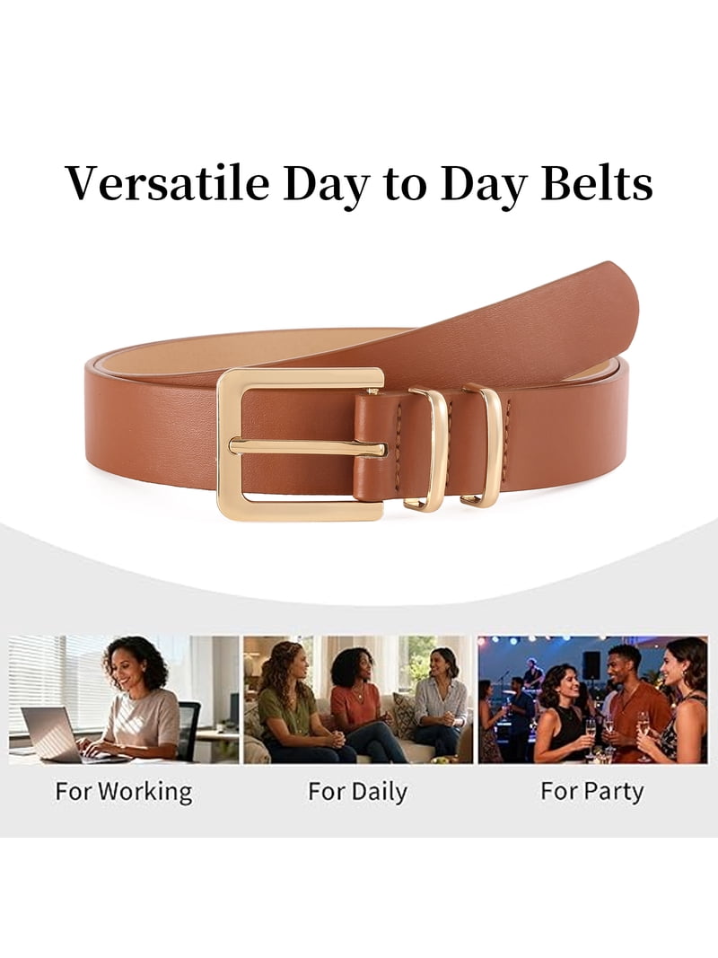 SENDEFN 2 Pack Women Leather Belts with Pin Buckle Waist  display picture 1