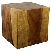 Haussmann Wood Cube Table 18 in SQ x 18 in High Hollow Inside Walnut Oil