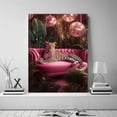 thumbnail image 2 of Mudket Framed Leopard on Pink Sofa Canvas Wall Art, Disco Jungle Animal Print Wall Decor, Ready to Hang for Party Room Bedroom - 12"L x 8"W, 2 of 10