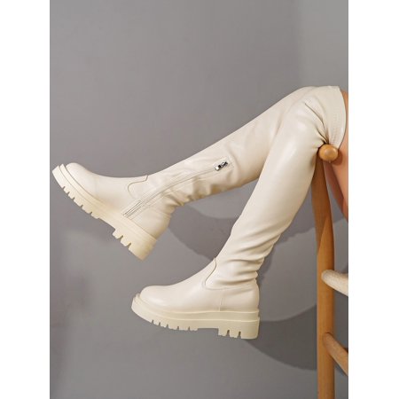 

Women Black Over The Knee Boots Minimalist Zip Side Boots Women‘s Footwear