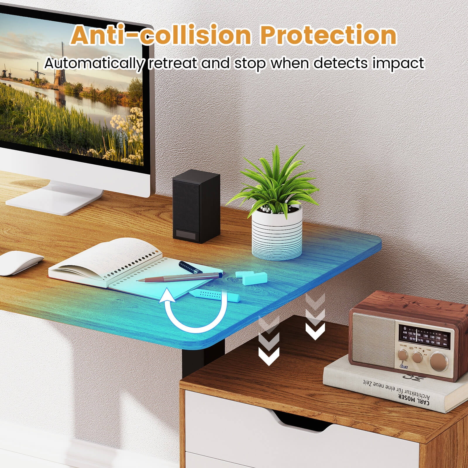 Costway Electric Standing Desk Frame with LED Display Memory Positions for 40”-48” Desktop Black