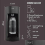 Mysoda Glassy Black Sparkling Water Maker 1L Glass Bottle Soda Carbonator Machine Kitchen Home Use
