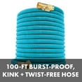 thumbnail image 3 of Aqua Joe Kink-Free 100-Foot Expandable Garden Hoses W/ Heavy-Duty Brass Valve & Flow Control Shut-off, 5/8-inch (Light Blue), 3 of 5